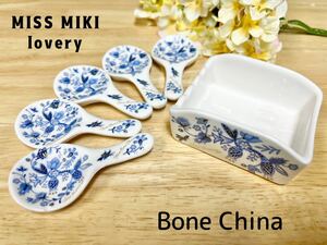 スプーンレストMISS MIKI lovery Bone Chinaスプーン置き陶器製箸置き1個カケ