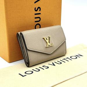 極美品◆LOUIS VUITTON ルイヴィトン ポルトフォイユ ロックミニ 二つ折り財布 ２つ折り コンパクトウォレット LVロゴ グレージュ