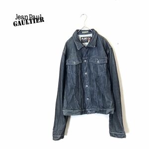 1O1574-N◆old◆ JPG Jean Paul Gaultier ジャンポールゴルチエ デニムジャケット オーバーネット アーカイブ◆size50 ブラック ブルー 綿