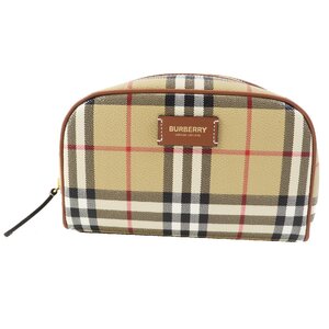 未使用品◎BURBERRY バーバリー PRORSUM プロ―サム ノバチェック柄 化粧ポー／ ポーチ ベージュ 箱・保存袋付き 正規品 レディース