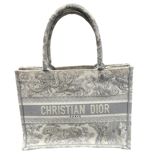 クリスチャン・ディオール Christian Dior ブックトート ミディアム ホワイト/グレー トワル トートバッグ レディース 中古