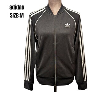 adidas アディダス トラックジャケット ジャージ Mサイズ ブラック　レディースジャケット　adidasジャージ　 トレフォイル