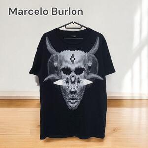 【1点限り】Marcelo Burlon Tシャツ スカルプリントコットン ブラック