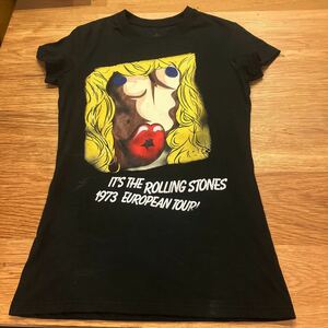 Rolling Stones Tシャツ 中古 ローリング・ストーンズ 1973 European Tour 半袖 ロック バンドTシャツ ブラック SM virgin republic