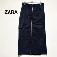 ZARA 黒 タイトスカート 前面ファスナー