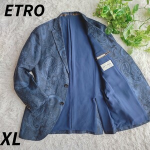 ■極美品■52（XL）■ETRO エトロ サマーテーラードジャケット アイコン リネン&コットン シルク 絹 ペイズリー 軽量 2B ロゴ メンズ 春夏