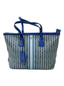 TORY BURCH◆GEMINI/トートバッグ/PVC/BLU/総柄