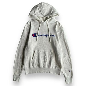 Champion チャンピオン C8-Q113R スクリプト ロゴ スウェット パーカー 刺繍 ロゴ 裏パイル フーディー フード トップス M アッシュグレー