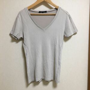 送料込 日本製 5351プールオム Vネック カットソー ベージュ サイズ2 USED Pour Les Hommes アバハウス Tシャツ 古着 made in JAPAN