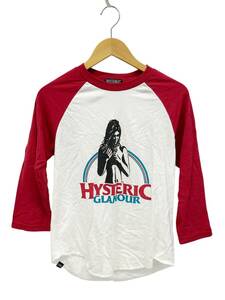 HYSTERIC GLAMOUR (ヒステリックグラマー) L/T ラグラン 七分丈 カットソー ロンT コットン 日本製 XS レッド×ホワイト レディース/028