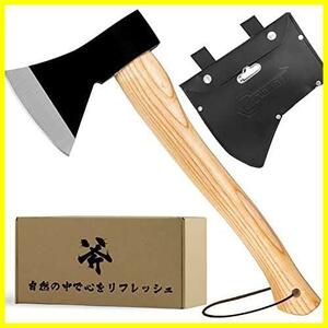 ★ブラック★ 斧 野外キャンプ用品 薪割り 手斧 38cm 鉈 ガーデン用手斧 キャンプ 斧 焚き火 アウトドア 保護カバー付き