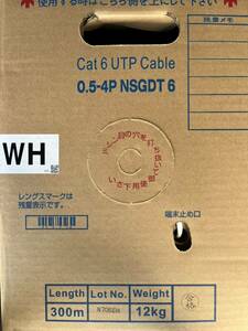 日本製線 cat6UTP ケーブル WH色300m.