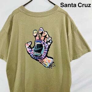 Santa Cruz サンタクルーズ Tシャツ スクリーミングハンド バックプリント カーキ L 古着 ストリート 両面プリント