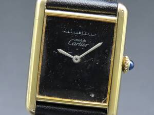 1円～! 稼動品★正規品 Cartier カルティエ マストタンク LM 手巻き ブラックダイヤル レディース腕時計 SSCLG3244