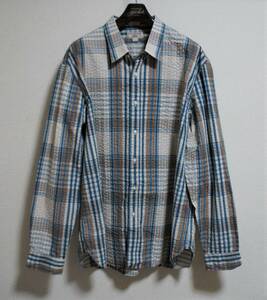 送料無料！【新品】サイズ:XXL WALLACE & BARNES ウォレス&バーンズ seersucker shirt in plaid NATURAL/BULE EXPLODED シアサッカー