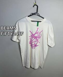 訳あり■BEAMS ビームス■FIFTY24SF 体操プリント　Tシャツ:M☆TS-99