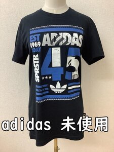 アディダス (adidas) タグ付き未使用 黒Tシャツ 前ロゴ サイズM