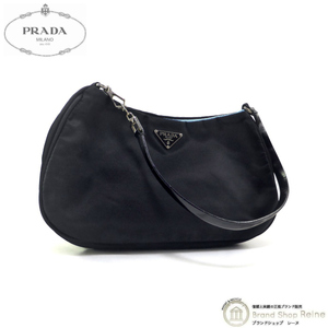 プラダ （PRADA） ナイロン TESSUTO VERNI ショルダー ハンド ミニ ポーチ バッグ トライアングルロゴ ミラー付き B10409 NERO（中古）