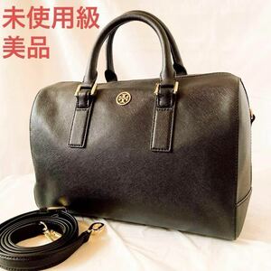 Tory Burch ブラック 2Way ミニボストンバッグ　トリーバーチ　美品　ボストンバッグ　バック　バレルバッグ　サフィアーノレザー