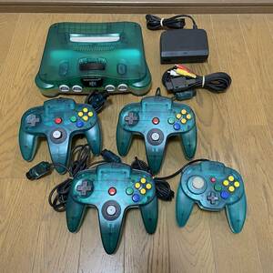 ニンテンドー64 クリアブルー 本体一式 コントローラー4個セット まとめ売り 任天堂64 Nintendo64 匿名配送