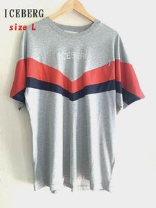 新品★最大値下げ　ICEBERG アイスバーグ 異素材切り替え半袖Tシャツ　グレー系　サイズL　参考価格35,200