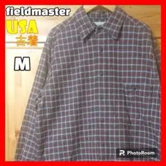 usa古着 fieldmaster ネルシャツ チェック 千鳥格子 ブラウン M