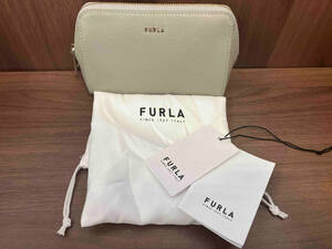 FURLA フルラEAW2LN1 ELECTRA ポーチ ベージュ 保存袋 ゴールド ロゴ金具 イタリア 本革