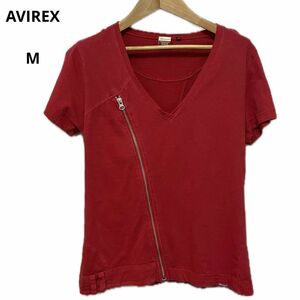 美品 AVIREX アヴィレックス Tシャツ 半袖 レッド M おしゃれ PA