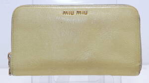 ◎税込特価◎ミュウミュウmiumiu黄色フルジップ/ラウンドファスナー長財布/良品★Used★