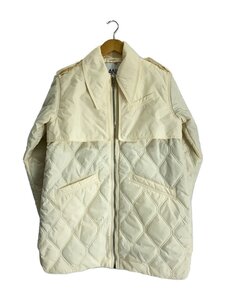 GANNI◆quilt midi jacket/ミディアム キルト ジャケット/34/ポリエステル/WHT/無地