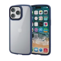 【人気商品】TOUGH SLIM ケース LITE 半透明 Max 耐衝撃 衝撃吸収 薄型 Pro 軽量 指紋防止 iPhone15 ストラップシート付き ストラップホール付き エレコム ネイビー PM-A23DTSLFCSNV