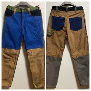 70s パンツ w32 クレイジーパターン パッチワーク ペインターパンツ ダック地 タロンジッパー TALON ワークパンツ ヴィンテージ 50s 60s