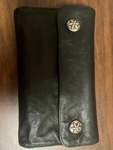 クロムハーツ CHROME HEARTS ウェーブ WAVE ウォレット 長財布 レザー スター ダガー シルバー925