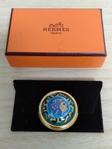 HERMES　エルメス　イヤリング　片耳　箱付き　ゴールド×ブルー系　◎A437