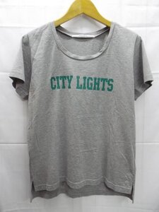 美品★Le Salon de Monique◎サロンドモニーク/CITY LIGHTS/プリント/ロゴ/Tシャツ/Tee/グレー/38サイズ