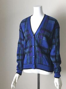 ★ ヴィンテージ PENDLETON ペンドルトン ★ チェック柄 カーディガン ウール Sサイズ ブルー Vネック オールド ◆ W3 わ2あWH-09