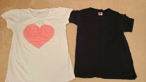 半袖Tシャツ　Tシャツ　2枚セット　(白・黒)　130cm