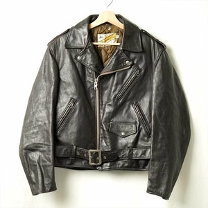 70s ビンテージ Schott ショット 白タグ 牛タグ ワンスター レザー ライダース ブラウン 茶色 44 美品