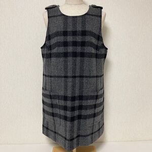 BURBERRY LONDON バーバリー ロンドン ウール エポーレット ノバチェック ワンピース 44 美品 3L XXL 希少 レア 大きいサイズ