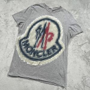 1円　美品　MONCLER モンクレール　半袖Tシャツ　半袖　Tシャツ　グレー　XLサイズ モザイクビッグロゴ　9522