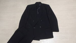 180cmW82cm★Venerato★上質ダブルフォーマルスーツ黒/ブラック冠婚葬祭礼服喪服結婚葬式儀法事お通夜★総裏