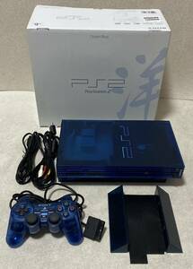 プレイステーション2 オーシャンブルー SCPH-37000 本体セット 縦置きスタンド付き / 動作確認済み SONY PS2 PlayStation2