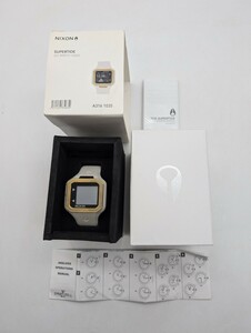 NIXON ニクソン 腕時計 デジタル ラバー BLK WHT SS THE SUPERTIDE スーパータイド ホワイト×ゴールド WHITE×GOLD 白×金 A316 1035