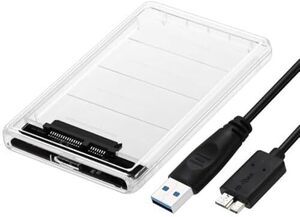 透明な 2.5インチ HDDケース USB 3.0接続 SATA対応 HDD/SSD 外付け ドライブ ケース ネジ&工具不要 簡