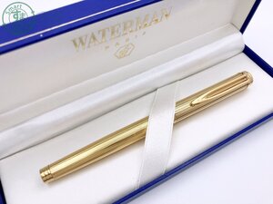 BB0601298　★ 1円～！ WATERMAN ウォーターマン ジェントルマン ゴールドカラー ストライプ 万年筆 ペン先 IDEAL 18K 750 刻印