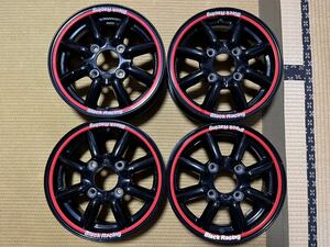 旧軽サイズ！ARROW ENTERPRISE BLACK RACING ブラックレーシング　 エイトスポーク　4.5J-13 ＋45 pcd114.3 4H アルト、ミラ等