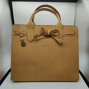 A7355　DOONEY&BOURKE ドゥーニー＆バーク　レザー トート バッグ ヌメ革 ブラウン リボン A4 レディース