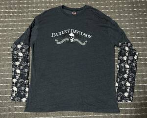 2XL y2k harley davidson スカル ロンT ロングスリーブ