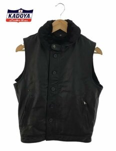 TK 新品近 KADOYA カドヤ DECK CREW VEST レザーベスト S デッキジャケット 黒 ブラック ライダース