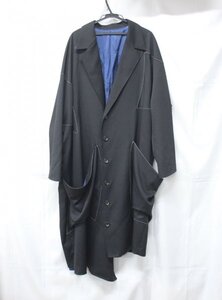 ◆ 美品 sulvam / サルバム 20AW ギャバジン オーバー コート ブラック×ホワイト系 ウール サイズ：S 147840